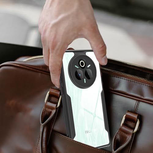 Image of A rtistque Clear Hard Transparent Acrylic Armor Anti-Drop Shockproof TPU Edge Back Cover Case for Realme P3 Pro - Black