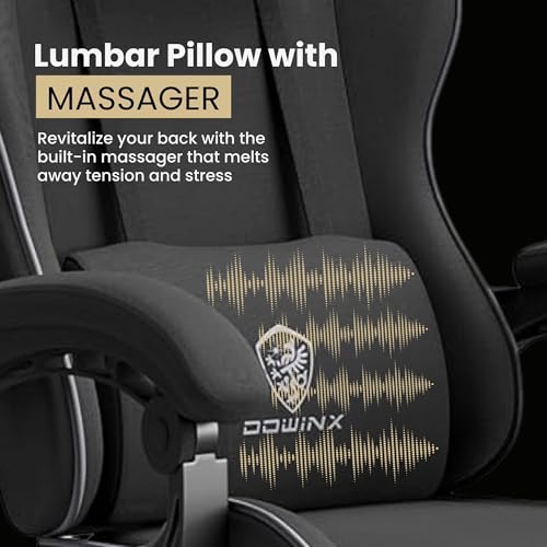 Dowinx Gaming Chair – Massage Cushion, Breathable Fabric, Ergonomic Design with Footrest, 360° Swivel, Adjustable Neck & Lumbar Pillow for Back... - Image 7