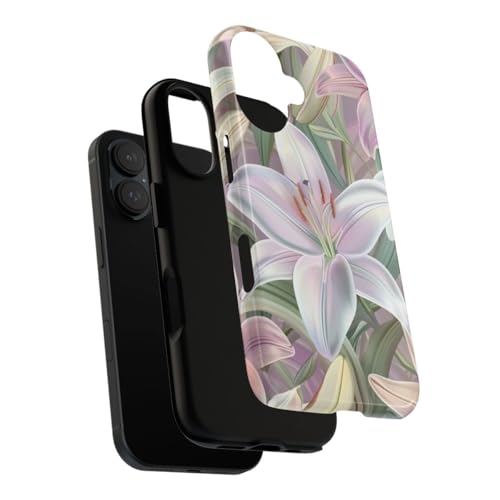 Coque rigide brillante lys de Pâques pour iPhone 16 protection luxe rose