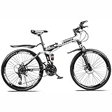  Bicicleta de montaña plegable, bicicleta antideslizante de doble disco de 26 pulgadas y 24 velocidades, bicicleta antideslizante de suspensión, cuadro ligero, horquilla de suspensión,I,30 speed