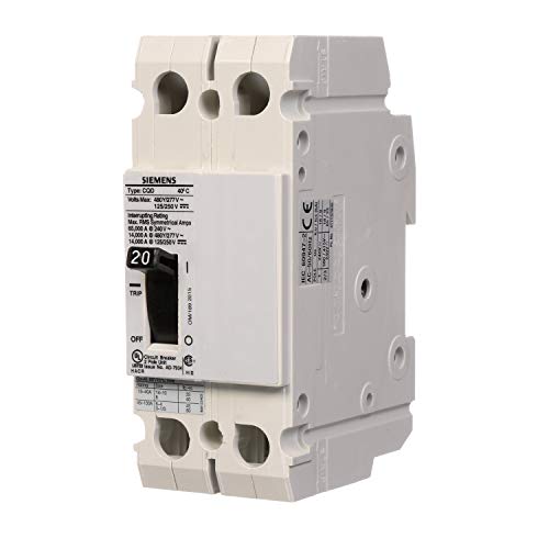 Siemens CQD220 20 Amp, Double Pole 480/277V AC, 125/250V DC, 14KAIC Cable In/Cable Out Breaker