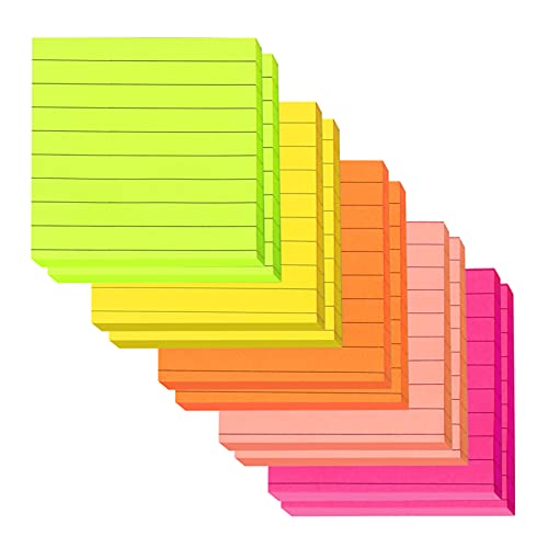 Toplive Sticky Notes Sets, 10 Packs Lined Super Sticky Notes Pad[76 x 76 mm]1000 Sheets Colored Stick Note for Notes, to Do List, Planning for Office, School and Home