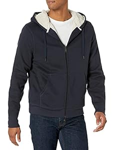 Amazon Essentials Sweat à Capuche avec Fermeture Éclair intégrale et Doublure en Polaire Sherpa Homme, Bleu Marine, XL