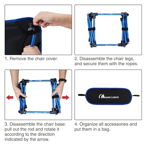 MOON LENCE Portable Camping Chair, Backpacking Chair, Ultralight & Compact, 400 lbs Capacity, for Outdoor Camp, Travel, Beach, Picnic, Hiking (Blue 2 Pack) - Thumbnail 7