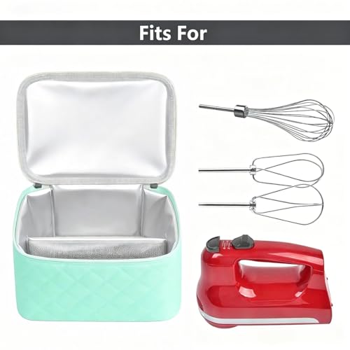 Image of Hand Mixer Storage Case for KitchenAid 5, 6, 7 and 9 Speed Mixers | Portable Design With Carry Handle For Home Bakers, Kitchen Storage, Baking Classes And Travel, Green - Case Only