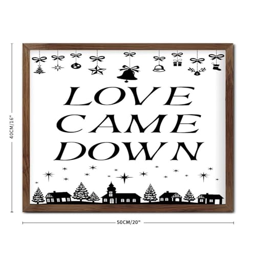 Cadeau chrétien catholique panneau imprimé Love Came Down encadré bois rustique - 4