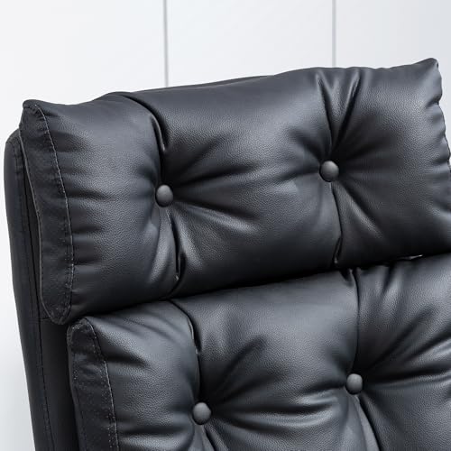 Sedia da Ufficio Ergonomica Presidenziale in Finta Pelle, Poltrona da Ufficio Girevole con Altezza Regolabile, Reclinabile 135° e Poggiapiedi Estraibile per Studio e Scrivania, Nero - Sedia gaming - Immagine 7