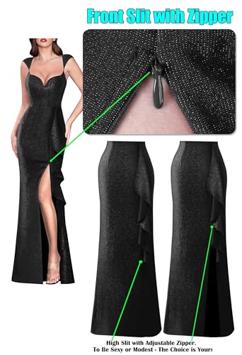 Image of VFSHOW Womens Sexy Sweetheart Neckline Backless Ruffle Formal Prom Maxi Dress High Slit Wedding Guest Gala Evening Gown