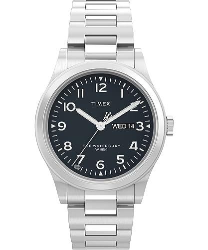 Image of Timex Waterbury 39mm Men's Analog Watch | Durable Stainless Steel Case | Day and Date Window | Durable Design | 100M Water Resistance