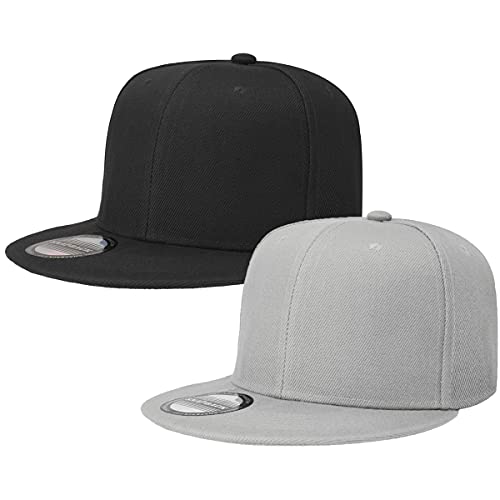 Image of Classic Snapback Hat Cap Hip Hop Style Flat Bill Blank Solid Color Adjustable Size