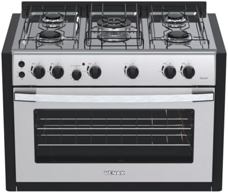Fogão de Embutir 5 Bocas Venax Gaudi Platinum GII Inox Gás GLP 12...
