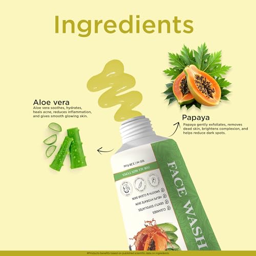 Image of Multani Naturals Aloe Vera & Papaya Face Wash 100ml | Ayurvedic Herbal Cleanser with Aloe Vera, Papaya | Hydrating, Nourishing & Skin Balancing Face Wash | SLS & Paraben Free, Dermatologically Tested | For Men & Women | Use For All Skin Types