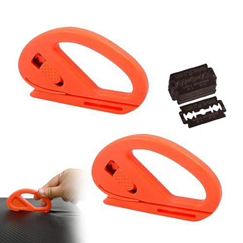 2 Stk Geschenkpapier Schneider mit 10 Ersatzklingen,Wrapping Paper Cutter,Gift Wrap Cutter für Weihnachten, Halloween,Christmas,Geburtstage Bastelpapier,Geschenk papierschneider Papier Rolle (Orange)