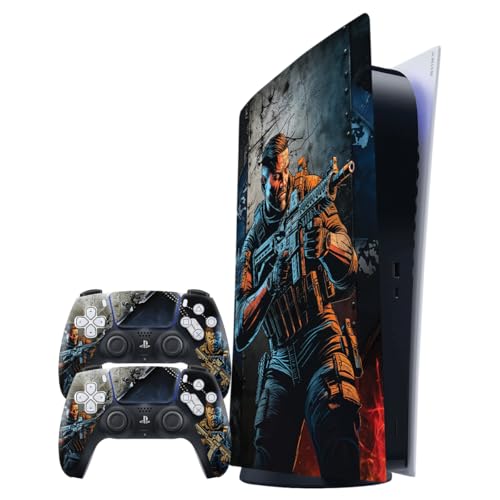PS5 (Original) Digital Bundle Vinyl Skin � Premium 3M� Decals for Console & Controllers | Easy Application, Bubble-Free, Scratch-Resistant, Residue-Free Removal | Custom Gaming Skin (Combat)