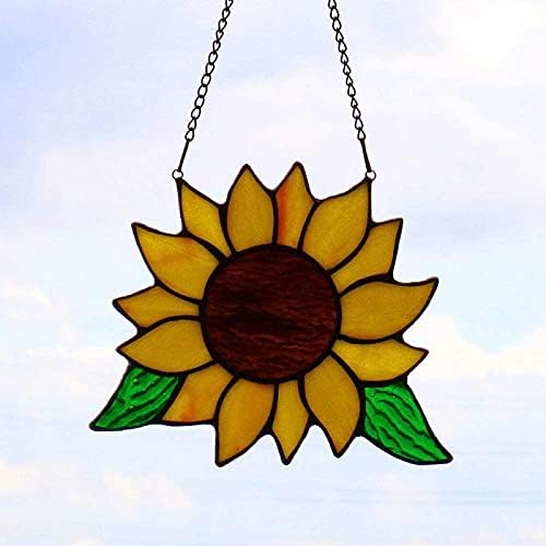 Sunflower Stained Glass Window Hangings Sun Catcher Outdoor Decorations