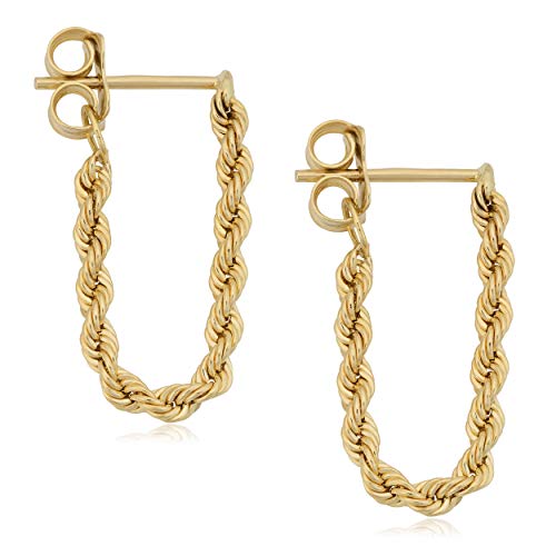 10k Yellow Gold Rope Chain Earrings Minimalist Jewelry For Women2