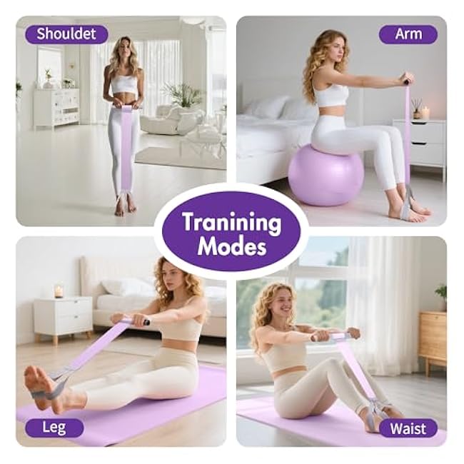 Resistance Bands with Handles & Foot Pedal for Women, 120LB Fitness Bands for Glutes, Legs & Arm Workout, Non-Slip Exercise Bands for Home Gym, Pilates, Physical Therapy