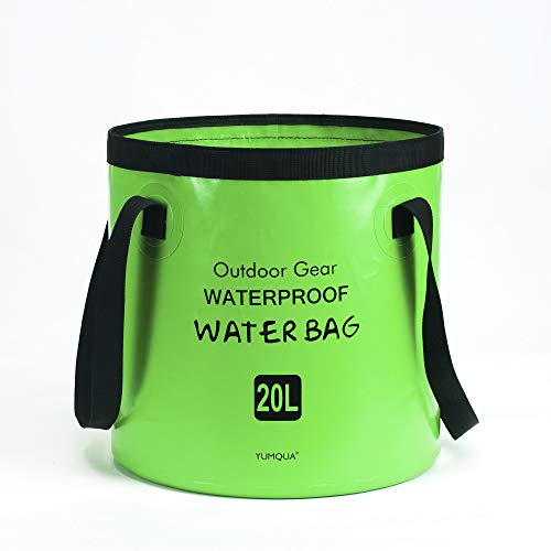 Seau Pliable 20L, YUMQUA Seau Pliant Portable Conteneur D'eau Lavabo Pour Camping Pêche Randonnée Voyage En Plein Air Jardinage (Vert) Cover