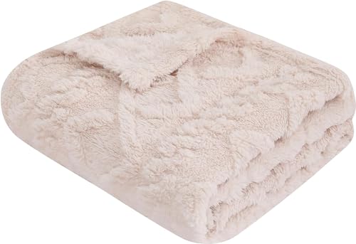 Image of Sherpa Baby Blanket for Girls Toddlers Fleece Fluffy Fuzzy Blanket for Baby,Soft Warm Cozy Fleece Blanket,Receiving Blanket for Infant Newborn (beige, 30 * 40, rhombus twist)