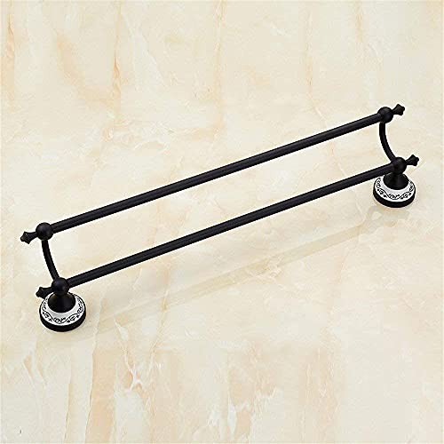 Toallero doble de cobre negro de 62cm para instalar en la pared del baño 3