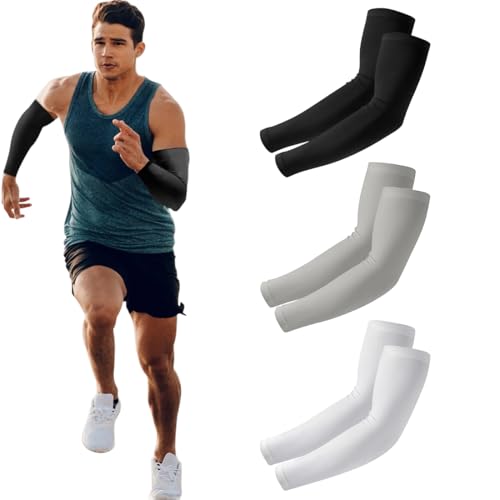 COYUN 3 paia Manicotti Braccia Anti UV Manicotto Braccio, Manicotti Sportivi, Maniche per Braccia Copri Tatuaggi per Uomo Manicotti Pallavolo Ideali per Ciclismo Calcio Padel Beach Volley