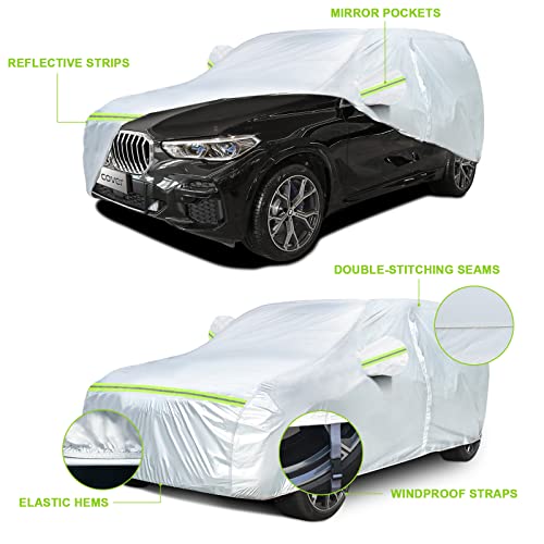 Car Cover Fit For Suvs 193"-208" Car Cover Waterproof All Weather Car Covers For Automobiles Uv Protection Car Covers Snow Resistant Outdoor Full Exterior Covers #TOP6