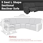 Peryiter 7 Pcs L Shape Sectional Recliner Sofa Covers 5 Seat Sectional Couch Covers Milk Silk Velvet Stretch Reclining Sofa Slipcover Furniture Protector for Living Room(Dark Gray,Milk Silk) - Image 3