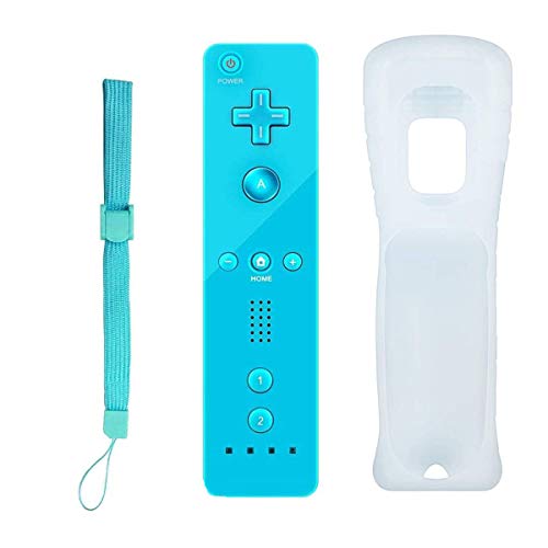 Infun - Wii Remote Controller Compatible for Nintendo Wii&Wii U Console - with Silicone Case and Wrist Strap (Bright Blue)
