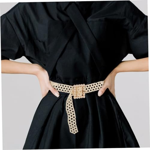 1Pc Women Pearl Waist Belt Stylish All Match Dress Belt with Random Buckle Creative Waistband for Dresses Elegant Accessory for Women4