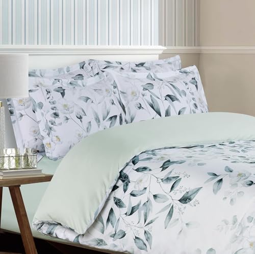 Majestic Giftware Madison Linen 4 Pcs Full Size Duvet Bedding Set (BL505-F-4pcs) Bamboo Bliss 300 TC Cotton Sateen Durable & Washable | 1 Fitted Sheet, 1 Duvet, 2 Pillowcases - Ritz Collection