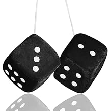 WLLHYF Fuzzy Plush Dice, Pair of Black Hanging Soft Plush Dice with Dots Couple Car Ornament Decorative Vintage Retro Accessory for Automotive Interior Mirrors