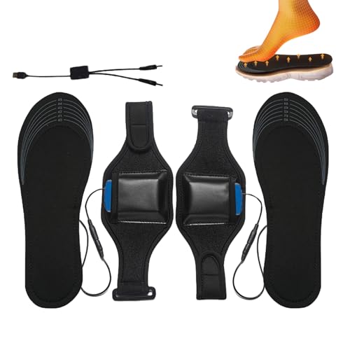 Tuxxjzm Rechargeable Heated Insoles | USB Charging Electric Thermal Shoe Cuttable Inserts | Heated Soft Insoles With 8000mah Lithium Battery And Battery Pouch, For Outdoor Use, Workplace