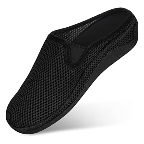 V.Step Mesh Orthopedic Slippers for Women, Orthotic Slippers with Arch Support, Mens Clogs Walking Sandals for Plantar Fasciitis Outdoor House Shoes with Liner, Black W11/M10 Cover
