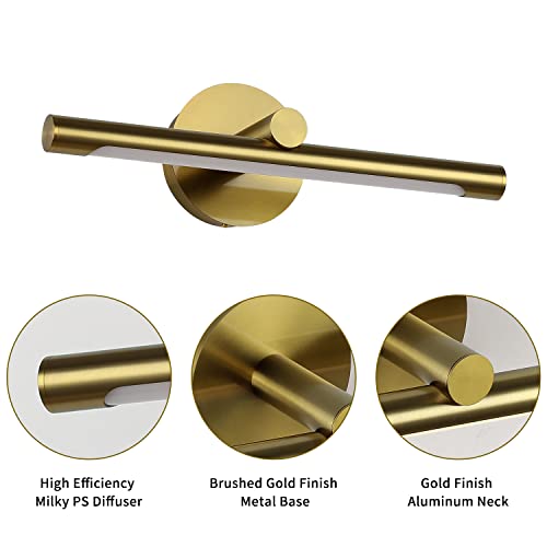 Jusheng Led Picture Lights For Paintings Gold Hard-Wired Connection Gallery Lighting Fixtures Dimmable Modern Led Picture Light Artwork Lighting 16.33'' Inch 12W 3000K Warm White #TOP4