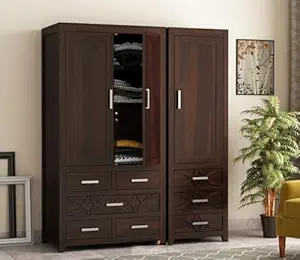 KARINA FURNITURE Wooden Wardrobe for Clothes | Sheesham Wood 8-Drawer Wardrobe with 7 Shelves & Locker Storage | Solid Wood Large Cupboard Almirah: Storage Cabinet for Your Living/Bedroom (Design 87)