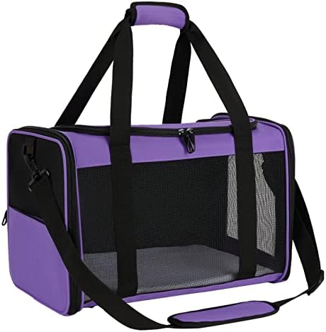 Zbrivier Dog Carrier TSA Approved Pet Carrier for Cat Travel Carrier with Locking Zippers Soft Cat Carrier for Medium Cat and Small Dog Carrier Airline Approved for Pet Under 15 Lbs(Medium, Purple)