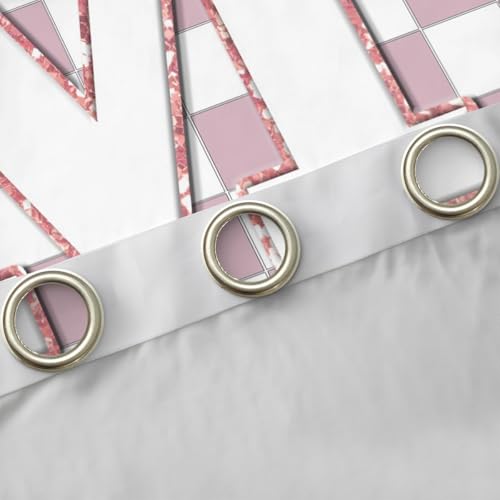 Image of Erosebridal Pink Initial M Window Curtains 38 inch Wx54 L Kawaii Plaid Checkered Blackout Curtains for Kids Girls Bedroom,Cute Personalized Monogram Window Treatments Grids Gingham Drapes Decor 2 Panels
