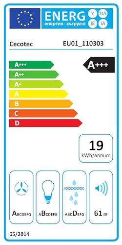Cecotec Hotte Aspirante en Forme de T 60 cm Bolero Flux TT 609500 Slim Dark Inox A+++. Aspiration 829,5 m³/h, Hand Movement Control et Double Booster, Filtres Lavables, Classe A+++, Heat Sensor