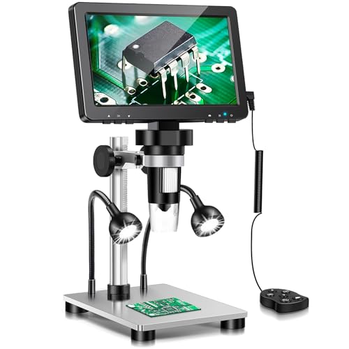 Hayve Microscopio digital LCD de 7 pulgadas, aumento de 1200X para reparación de circuitos PCB de monedas, microscopio de monedas con sensor de cámara de 12 MP, tarjeta TF de 32 GB, control remoto con