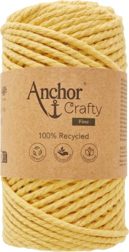 Anchor Crafty Cordon macramé fin 00108 Moutarde 250 g env. 65 m Coton Polyester Mélange de coton et polyester 3 plis torsadé doux