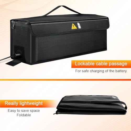 Adiwo Ebike Battery Bag, Fireproof, Explosion-Proof Lipo Safe Bag,Extra Large Battery Safety Box, including fastener, zip, cable guide for storage, transport, charging case - Image 5