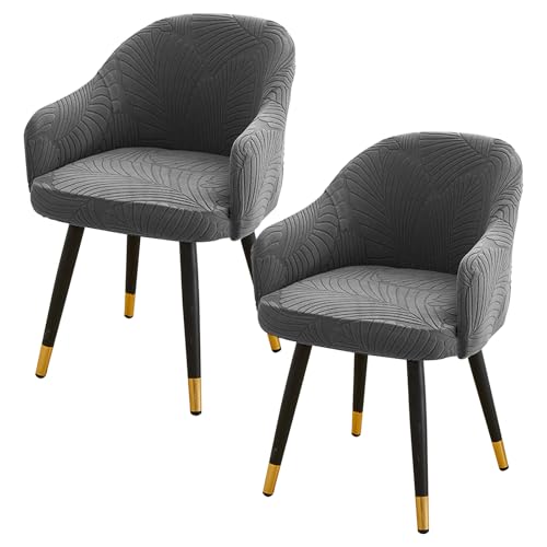 Lot De 2 Housse De Chaise, Housses De Chaise De Salle À Manger, Housse De Chaise Avec Accoudoirs, Amovibles, Lavables, Housses De Chaise Avec Courbes Pour...