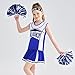 LOLANTA Girls Cheerleader Costume Fancy Cheerleading Outfit Dance Practice Cheer Uniform with Poms Poms Socks（Blue, 11-12Y