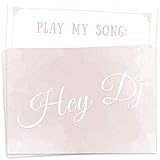 hochzeit dj deluxe Edles Design, beidseitig bedruckt Hey DJ und Play my song im Aquarell-Look, Aquarell, Spritzer in einem zarten Pastell-Rosé-Farbton.