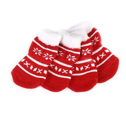 Hohopeti Christmas Socks for Small Dogs l Size Soft Cotton Dog Socks with Slip Grip