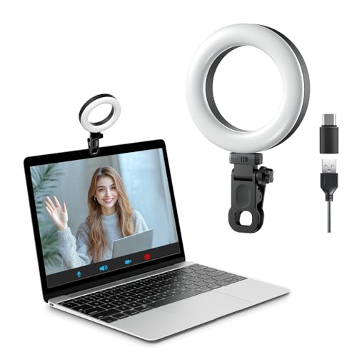 INSEESI Clip-on Ring Light for Laptop Computer, Universal Phone/Tablet/Webcam Mount - Portable LED Light for Zoom Meetings, Live Streaming, Content Creation/Video Recording/TikTok