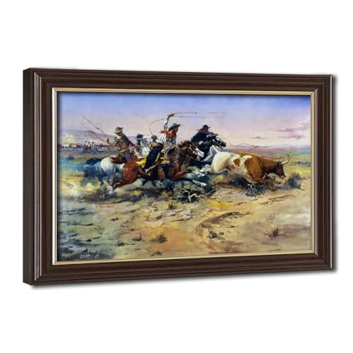 Poster The Herd Quitter par Charles M Russell impression sur toile 50,8x76,2 cm