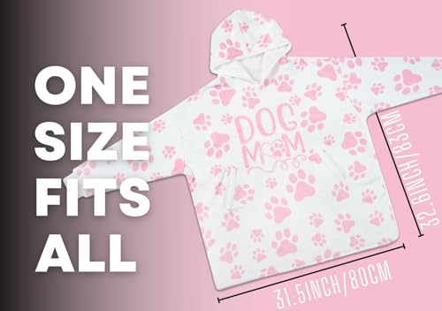 Image of Dog Mom Gifts for Women, Wearable Flannel Blanket Hoodie for Dog Lover, Oversized Hooded Sweatshirt for Adults, One Size