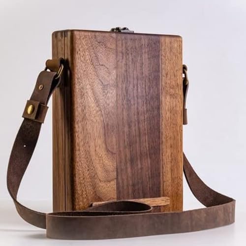IULAVP Art Messenger Wood Box, Vintage Portable Wooden Handmade Crossbody Postman Bag, Multifunctional Tabletop Easel Storage Case for Drawing & Sketching - Thumbnail 3