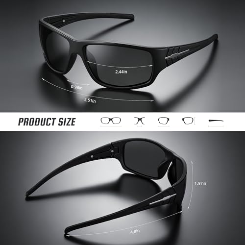 XVXV Gafas Deportivas Polarizadas para Hombre, Lentes Envolventes con Protección UV para Ciclismo, Pesca y Conducción miniatura 3